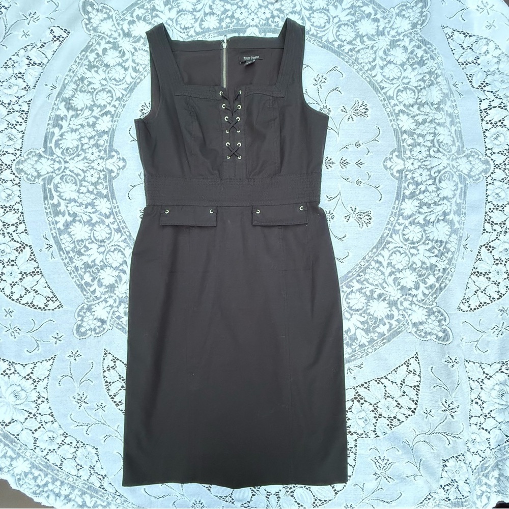 WHBM women’s sleeveless lace up Black Cotton Whimsigoth Edgy Rocker Dress size 8